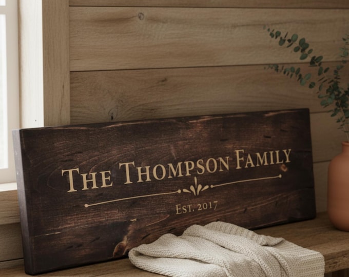 Rustic Wall Sign with Custom Family Name - Farmhouse Style Home Decor, Custom-Made Rustic Wooden Signs, Decorative Signs, Housewarming gift