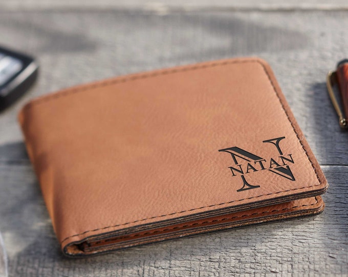 Personalized Men's Slim Wallet – Custom Engraved Bifold Wallet,  Father's Day, Husband, Son, Birthday, Christmas, Graduation Gift