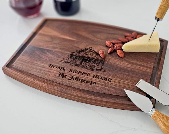 Personalized cutting board – Realtor Housewarming: Custom Engraved Closing Gift & Family Kitchen Decor, Home Sweet Home Charcuterie Board