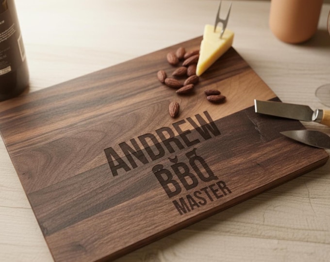 Personalized Charcuterie Board: Engraved Wood Cutting Board, BBQ Master Gift