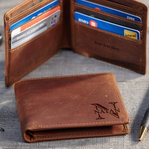 Portefeuille pour homme, portefeuille en cuir véritable, portefeuille personnalisé, cadeau de fête des pères, portefeuille personnalisé, cadeau de remise des diplômes, cadeau de la Saint-Valentin