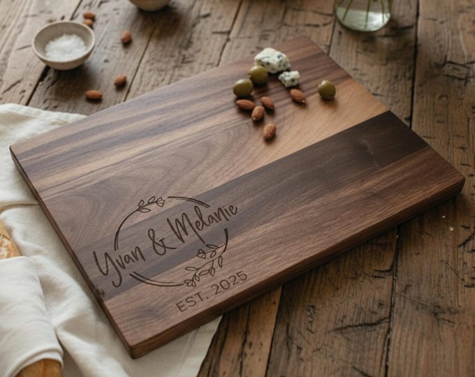 Personalized cutting board, Gift for the Couple: Custom Engraved Charcuterie Board, Anniversary Gift, Housewarming Gift, Engagement Gift