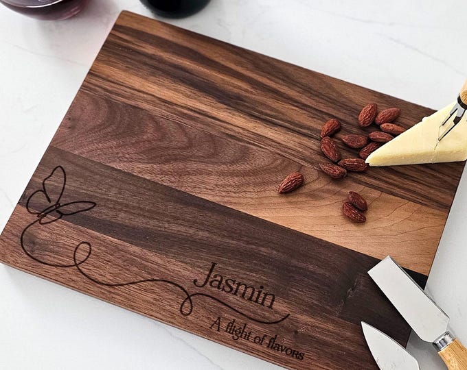 Personalized cutting board – Butterfly: Custom Engraved Charcuterie Board, Beautiful Gift for Mom or Grandmom & Kitchen Decor