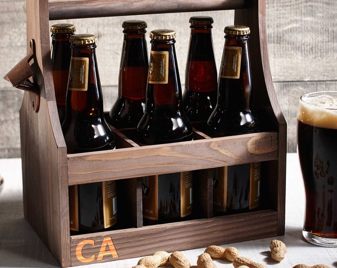 Personalized Beer Caddy, Wooden beer Carrier,  Six Pack Beer Holder, Father's day gift, Gift for him, Groomsman Gift, Christmas Gift