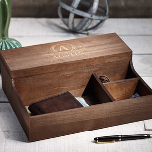 Personalized Wood Watch Case, Custom Watch Organizer, Wooden Storage Box, Valet Watch Box, Father&#39;s Day Gift, Gift For Him