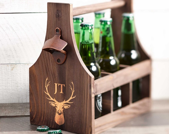 Personalized Beer Caddy, Wooden beer Carrier,  Six Pack Beer Holder, Father's day gift, Gift for him, Groomsman Gift, Christmas Gift