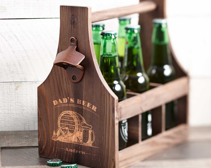 Personalized Beer Caddy, Wooden beer Carrier,  Six Pack Beer Holder, Father's day gift, Gift for him, Groomsman Gift, Christmas Gift