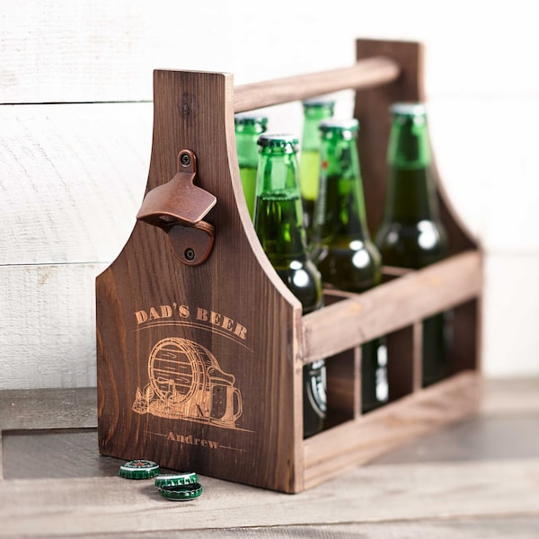 Personalized Beer Caddy, Wooden beer Carrier,  Six Pack Beer Holder, Father's day gift, Gift for him, Groomsman Gift, Christmas Gift