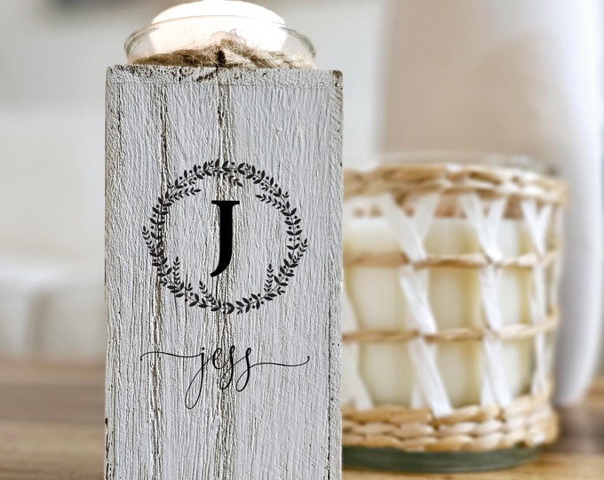 Personalized Wooden Candle Holder, Custom Laser Engraved Rustic Candle Holder, Home Décor: Mom, Sister, Grandma, Birthday Gift