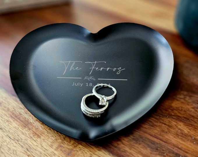 Personalized Heart Ring Dishes: Elevate Your Special Day with Engraved Elegance! Engagement & Wedding Gift | Bride To Be Gift