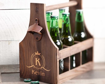 Personalized Beer Caddy, Wooden beer Carrier,  Six Pack Beer Holder, Father's day gift, Gift for him, Groomsman Gift, Christmas Gift