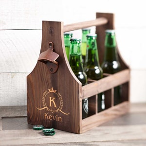 Boîte à bière personnalisée, porte-bière en bois, porte-bière en paquet de six, cadeau de fête des pères, cadeau pour lui, cadeau de garçon d'honneur, cadeau de Noël