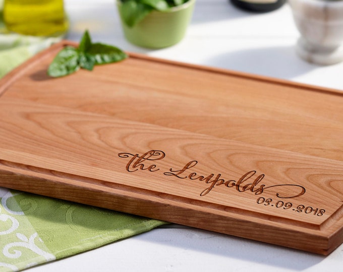Personalized Engraved Cutting Board for Wedding, Housewarming  or Christmas Gift, Engraved Wooden Cutting Board, Monogrammed walnut board