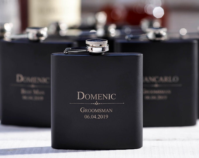 Personalized Set Of 8 Flasks, Groomsmen Wedding Gift, Best Man  Flasks, Customized Wedding Flasks, Engraved Flasks