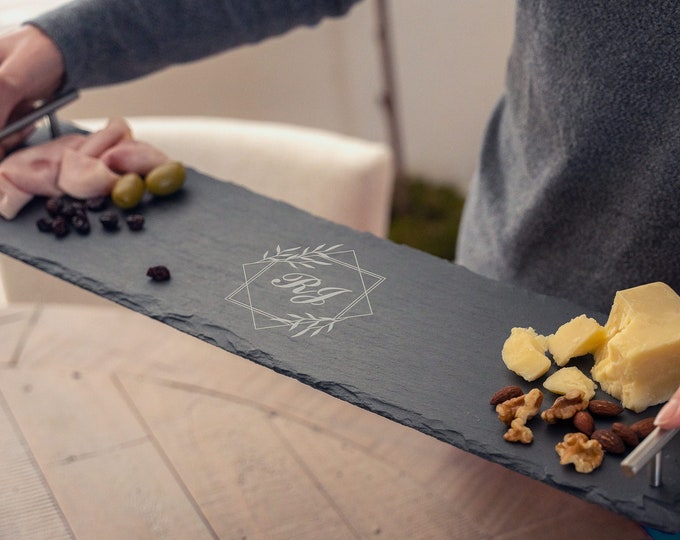 Personalized Slate Serving Tray, Custom  Engraved Serving Platter, Slate Board, Wedding Gifts, Gift for the couple, Housewarming Gift