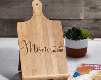 Personalized Bamboo iPad and Recipe Holders-The Perfect Mother's Day Gift, Custom cookbook stand, engraved iPad holder, Chef easel