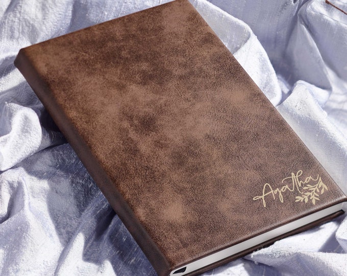 Personalized Notebook, Custom Engraved Faux Leather Journal, Monogrammed, Engraved, Lined, & Customized Leatherette Gift For Boss or Friend