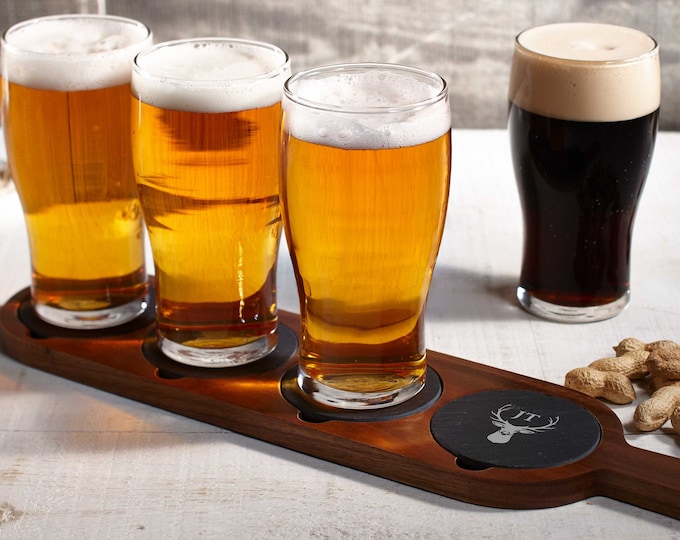 Personalized  flight board, Wooden beer flight, Beer Tasting,  Custom Beer Flight Paddle, Beer Serving Tray, Gift for him, Fathers day Gift