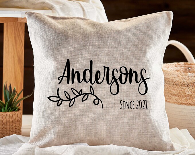 Personalized Linen Pillow Case, Custom Cushion Cover, Printed Pillow Cover, Mother's Day Gift, Couples Gift, Housewarming Gift, Family,