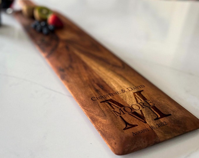Monogrammed Extra Large Charcuterie Board, Customized Cutting Board, Wedding Gift, Housewarming Gift, Engagement Gift, Anniversary Gift
