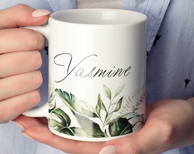 Personalized 11oz  and 15oz Mug, Custom Mug,  Personalized Mug with Name, Custom Floral Mug, Bridesmaid Gift, Custom Initial Mug, Coffee Mug