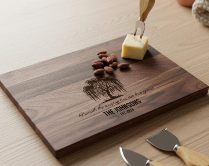 Personalized cutting board – Weeping Tree: Customized Charcuterie for Wedding, Willow Tree, Wedding Gift, Housewarming Gift, Engagement Gift