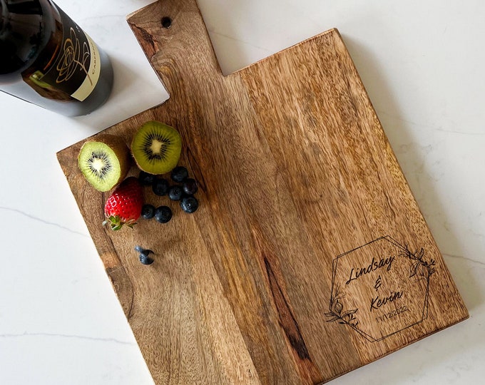 Custom Engraved Mango Wood Paddle Board, Personalized paddle board, wedding gift, gift for the couple, housewarming gift