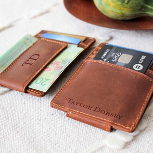 Money Clip wallet, Personalized Leather Money Clip Wallet. Boyfriend Gift, personalized wallet, Fathers day gift, Gift for him