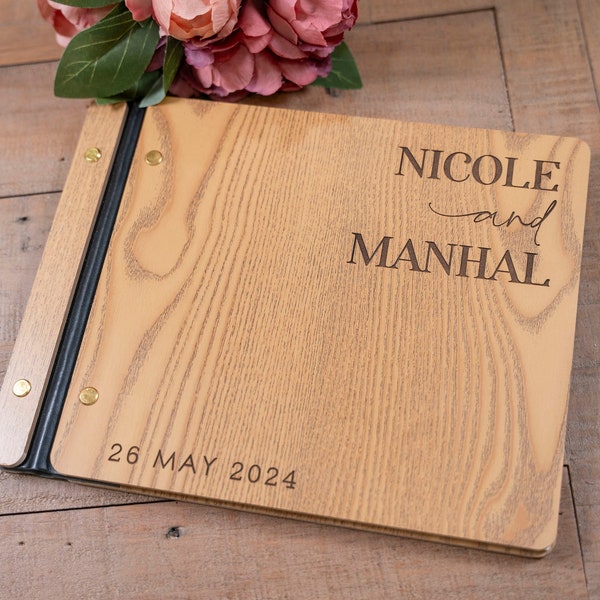 Personalized Wooden Wedding Guestbooks, Photo Album, Wedding Album, laser engraved album