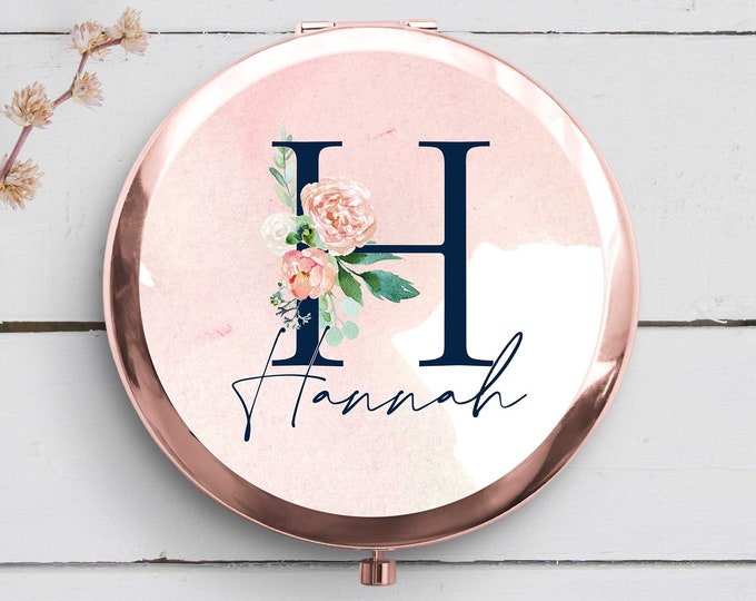 Personalized Compact Mirror, Bridesmaid Gift, Monogrammed Travel Mirror, Folding Mirror, Bridesmaid Proposal Gift, Makeup Mirror