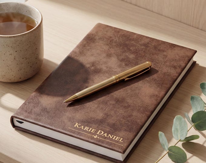 Personalized Journal, Custom Engraved Leatherette Notebook – Birthday Gift for Coworkers, Retirees, Fathers, Husbands, and Bosses.