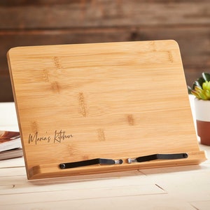 Personalized tablet holder, Recipe holder, iPad stand, Custom cookbook stand,  Customized bamboo stand, Mothers Day Gift, Chef easel