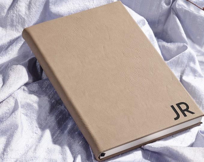 Personalized Journal, Custom Engraved Faux Leather Notebook: Monogrammed, Engraved, Lined Leatherette Book | Great Corporate Stationary Gift
