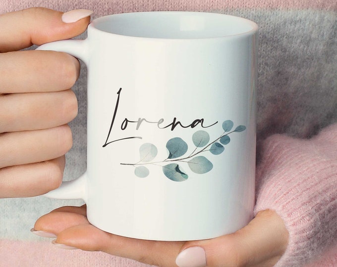 Personalized 11oz  and 15oz Mug, Custom Mug,  Personalized Mug with Name, Custom Floral Mug, Bridesmaid Gift, Custom Initial Mug, Coffee Mug