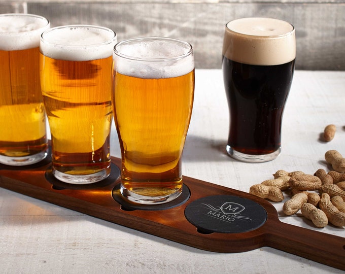 Personalized  flight board, Wooden beer flight, Beer Tasting,  Custom Beer Flight Paddle, Beer Serving Tray, Gift for him, Fathers day Gift