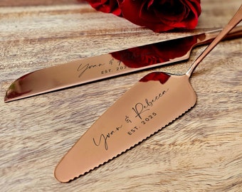 Personalized Wedding Cake Knife and Server Set: Laser Engraved with Four Color Options, Custom knife and server set, wedding gift