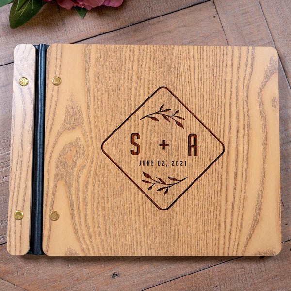 Personalized Wooden Wedding Guestbooks, Photo Album, Wedding Album, laser engraved album