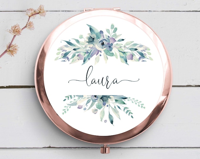 Personalized Compact Mirror, Bridesmaid Gift, Monogrammed Travel Mirror, Folding Mirror, Bridesmaid Proposal Gift, Makeup Mirror