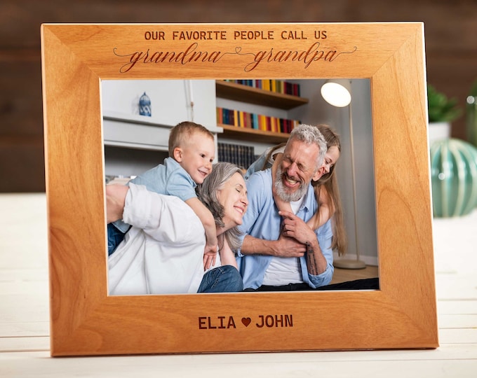 Personalized Picture Frame for Grandma and Grandpa, Customized Wood frame, 4x6, 8x10, 5x7 frame, Grandparents', Family's Gift - Home Decor