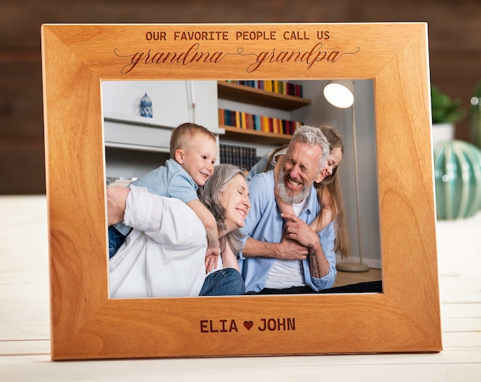 Personalized engraved frame, Custom photo frame, Grandparents gift, Grandma's gift, Grandpa's gift