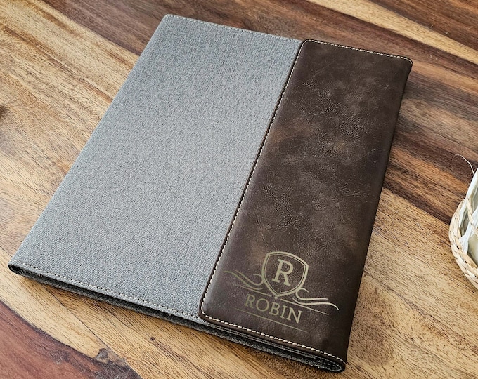 Personalized Leatherette Canvas Portfolios - Custom Notepad - Graduation, Boss, and Business Gift- Gift For Professionals- Custum Portfoloio