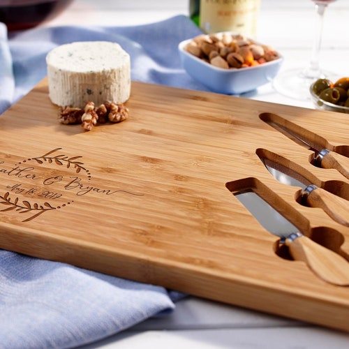 Morvat Bamboo Cheese Board with Stainless Steel Cheese Cutlery Set Wood Serving Platter Cheese Cutlery Platter Great Wedding Gift Charcuterie Board Housewarming Gift Gift for Wedding Registry Morvat Bamboo Cheese Board with Stainless Steel Cheese Cutlery Set Wood Serving Platter Cheese Cutlery Platter Great Wedding Gift Charcuterie Board Housewarming Gift Gift for Wedding Registry