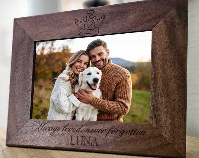 Custom Picture Frame, Dog Memorial, Personalized Picture Frame, Customized Wood Photo Frame, Dog Gifts, Memorial Gifts, Pet Memorial Gift
