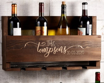 Personalized Wine Rack Customized Bottle Wine Rack Rustic Wine Rack Wall Mounted Wine Rack Gift for the Couple Christmas Gift Etsy