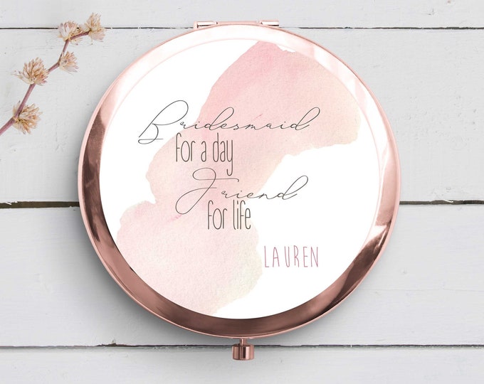 Personalized Compact Mirror, Bridesmaid Gift, Monogrammed Travel Mirror, Folding Mirror, Bridesmaid Proposal Gift, Makeup Mirror