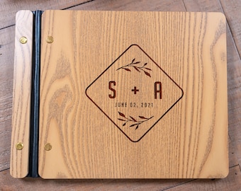 Personalized Wooden Wedding Guestbooks, Photo Album, Wedding Album, laser engraved album