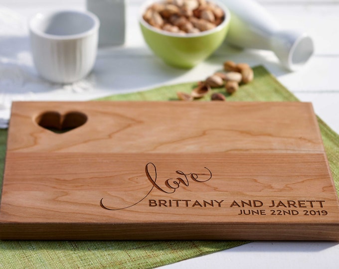 Personalized Cutting Board, Engraved board, housewarming gifts, wedding gift,Gifts for the couple, Christmas gifts, Board with a heart