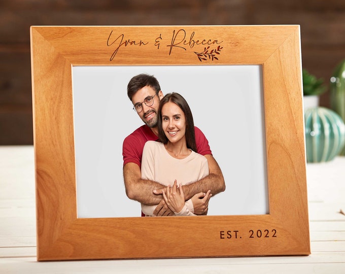 Personalized engraved frame, Custom photo frame, Valentine gifts, Gifts for couple,