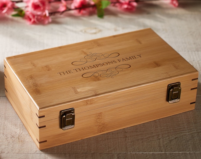 Personalized Tea Box, custom engraving Tea Box, Mothers day Gift, Bamboo Tea Box, Gift for her, Christmas gift