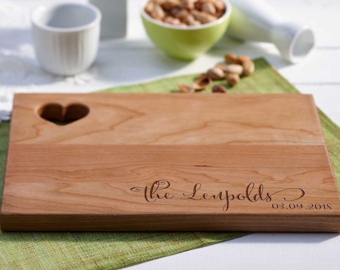 Personalized Cutting Board, Engraved board, housewarming gifts, wedding gift,Gifts for the couple, Christmas gifts, Board with a heart